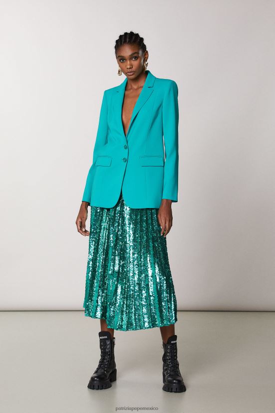 vestir mx Patrizia Pepe mujer chaqueta de novio esencial ilusión verde 66024R408