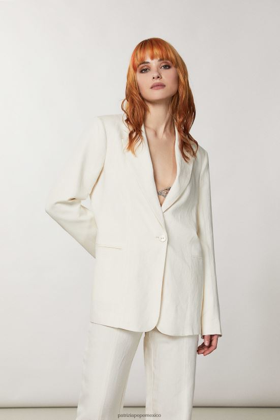 vestir mx Patrizia Pepe mujer chaqueta de novio lino blanco 66024R230
