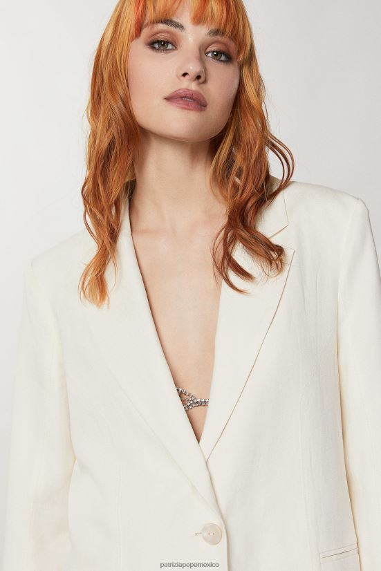 vestir mx Patrizia Pepe mujer chaqueta de novio lino blanco 66024R230