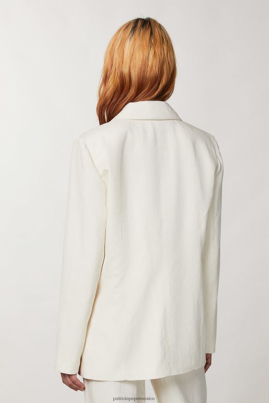 vestir mx Patrizia Pepe mujer chaqueta de novio lino blanco 66024R230