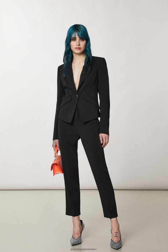 vestir mx Patrizia Pepe mujer chaqueta esencial de crepé Nerón 66024R105