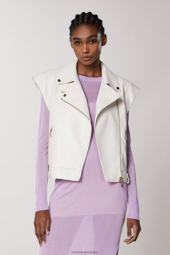 vestir mx Patrizia Pepe mujer chaqueta estilo motociclista gardenia blanca 66024R477