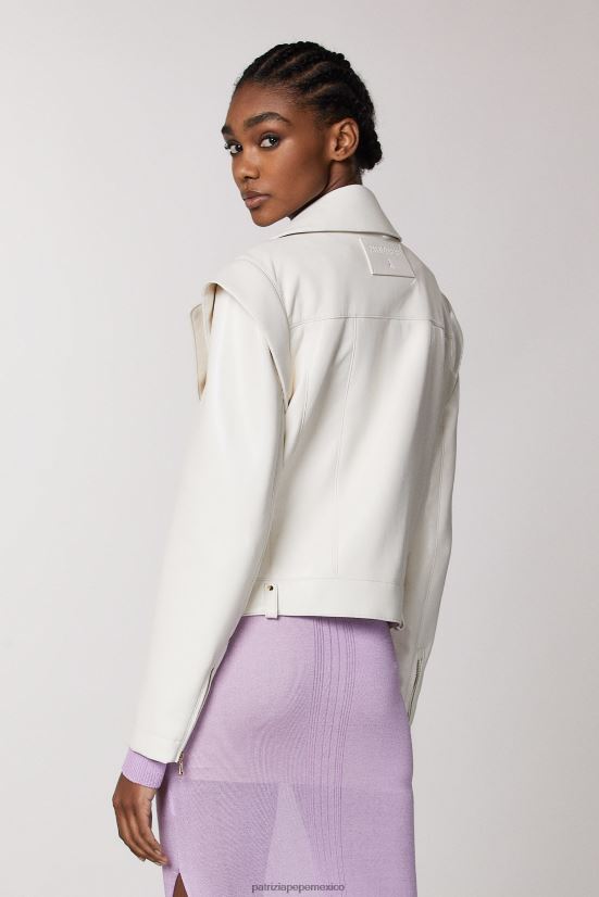 vestir mx Patrizia Pepe mujer chaqueta estilo motociclista gardenia blanca 66024R477
