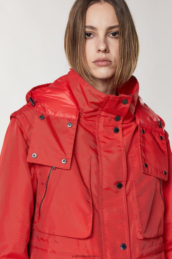 vestir mx Patrizia Pepe mujer chaqueta técnica de nailon rojo de carreras 66024R142