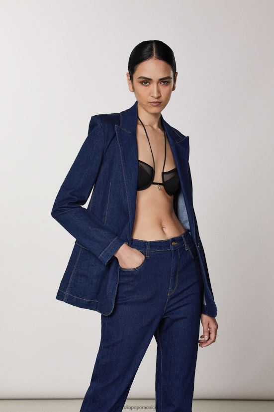 vestir mx Patrizia Pepe mujer chaqueta vaquera básica enjuague de mezclilla azul 66024R395