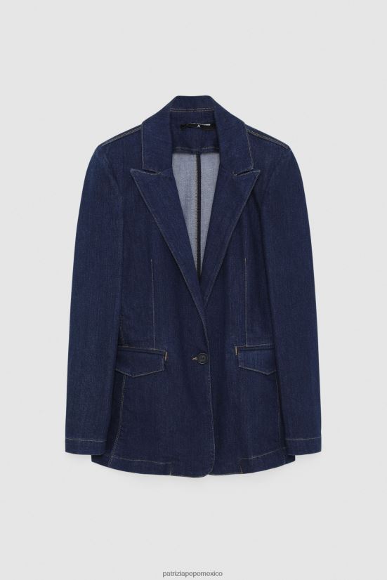 vestir mx Patrizia Pepe mujer chaqueta vaquera básica enjuague de mezclilla azul 66024R395