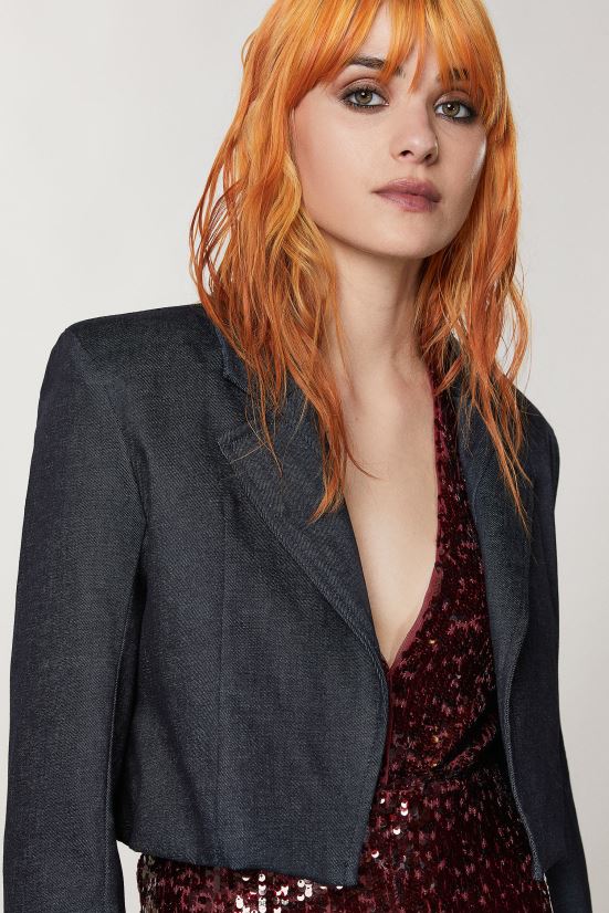 vestir mx Patrizia Pepe mujer chaqueta vaquera cómoda lavado azul marino medianoche 66024R89