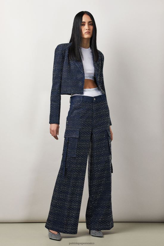 vestir mx Patrizia Pepe mujer chaqueta vaquera corta lavado de strass con monograma 66024R393