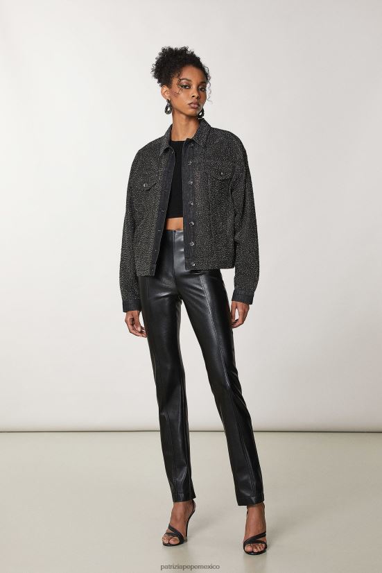 vestir mx Patrizia Pepe mujer chaqueta vaquera de algodón lavado de joyas negro 66024R162