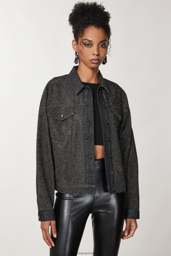 vestir mx Patrizia Pepe mujer chaqueta vaquera de algodón lavado de joyas negro 66024R162