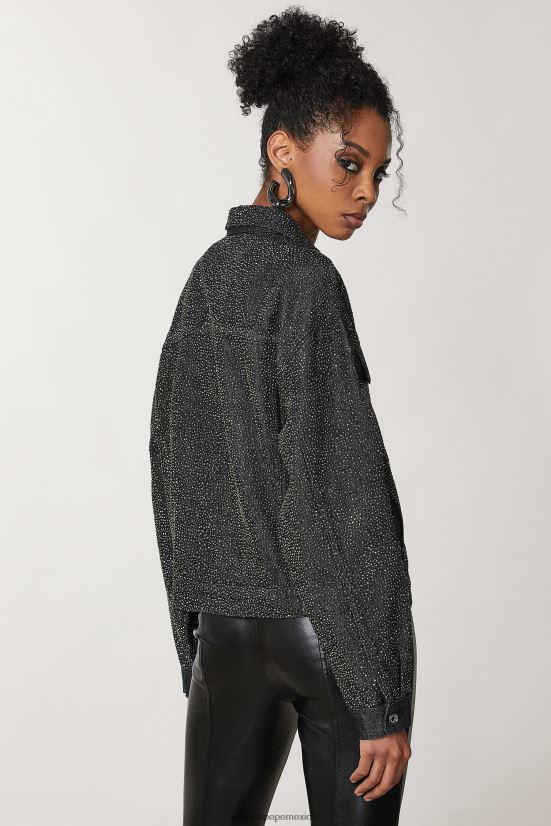 vestir mx Patrizia Pepe mujer chaqueta vaquera de algodón lavado de joyas negro 66024R162