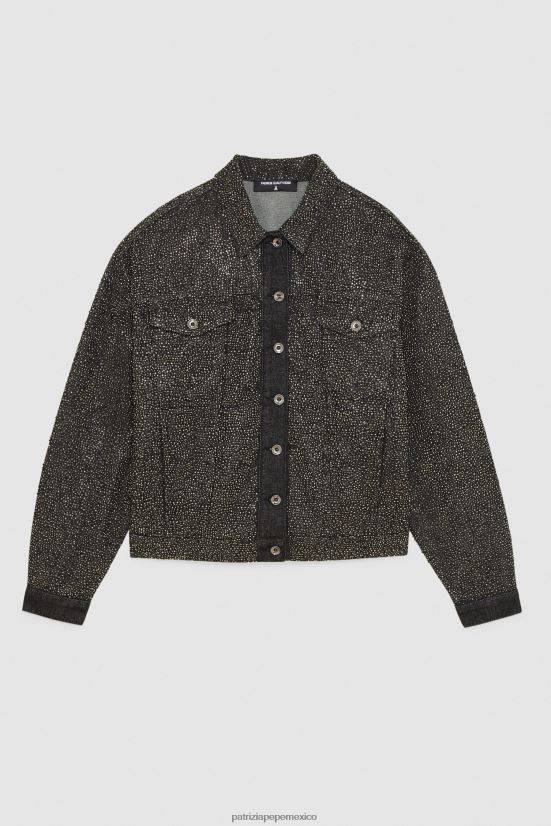 vestir mx Patrizia Pepe mujer chaqueta vaquera de algodón lavado de joyas negro 66024R162