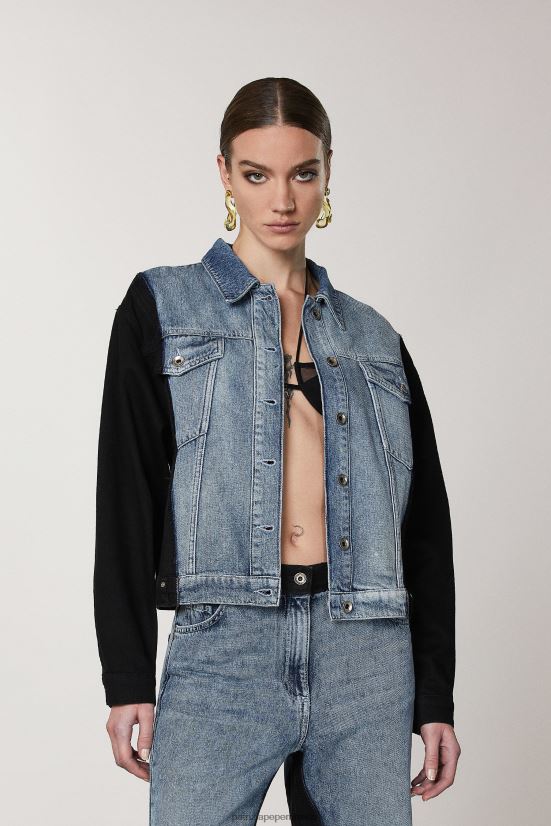 vestir mx Patrizia Pepe mujer chaqueta vaquera de dos tonos lavado negro índigo 66024R386