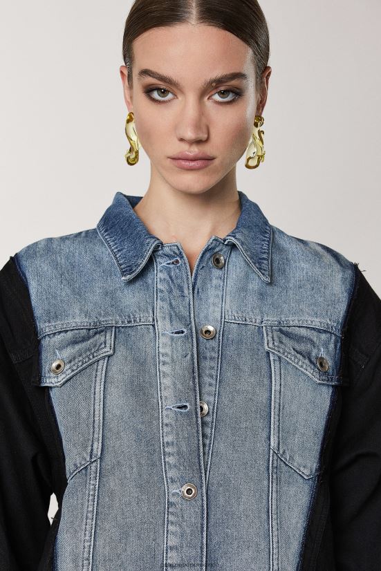 vestir mx Patrizia Pepe mujer chaqueta vaquera de dos tonos lavado negro índigo 66024R386