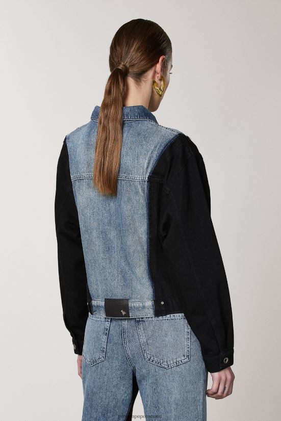vestir mx Patrizia Pepe mujer chaqueta vaquera de dos tonos lavado negro índigo 66024R386