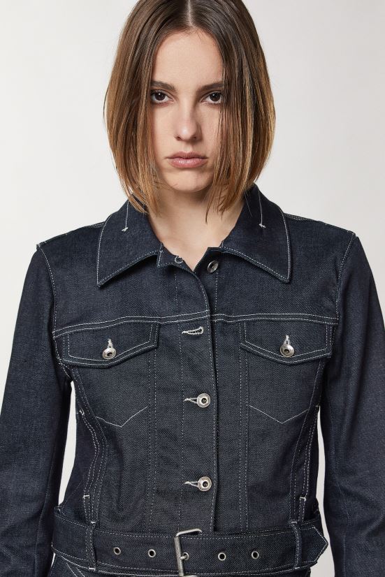 vestir mx Patrizia Pepe mujer chaqueta vaquera delgada lavado azul marino medianoche 66024R95