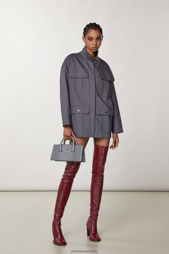 vestir mx Patrizia Pepe mujer parka con cuello alto gris tornado 66024R130