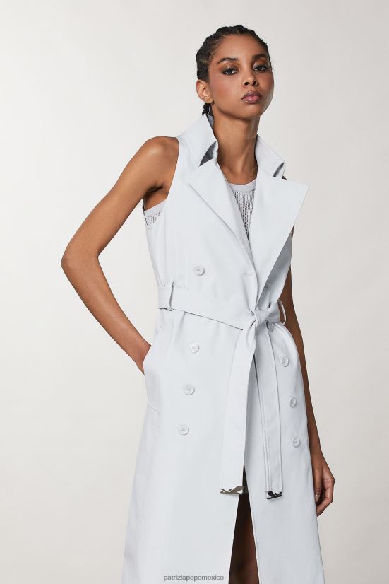 vestir mx Patrizia Pepe mujer abrigo impermeable con cinturón gris mineral 66024R120