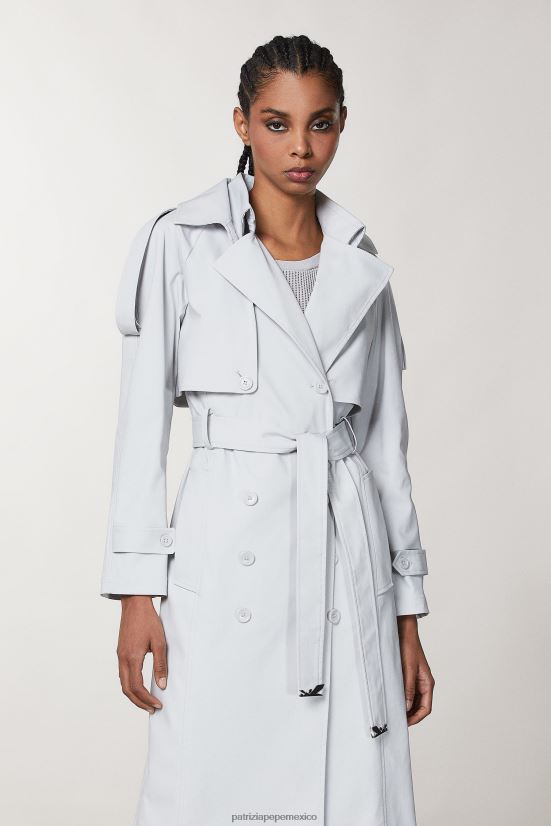 vestir mx Patrizia Pepe mujer abrigo impermeable con cinturón gris mineral 66024R120