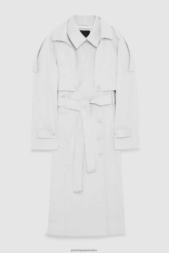vestir mx Patrizia Pepe mujer abrigo impermeable con cinturón gris mineral 66024R120