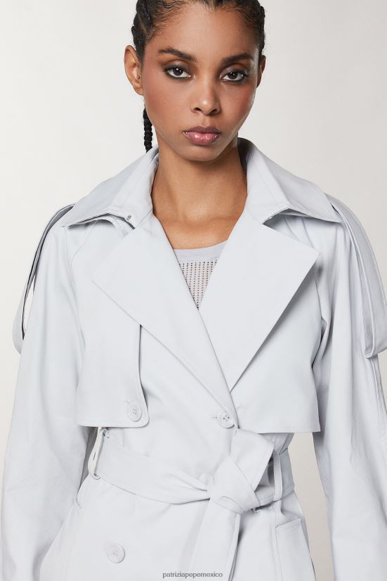 vestir mx Patrizia Pepe mujer abrigo impermeable con cinturón gris mineral 66024R120