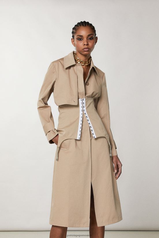 vestir mx Patrizia Pepe mujer gabardina de algodón beige de ensueño 66024R487
