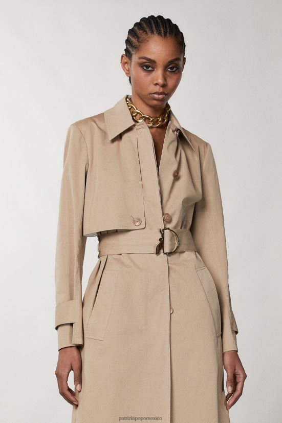vestir mx Patrizia Pepe mujer gabardina de algodón beige de ensueño 66024R487