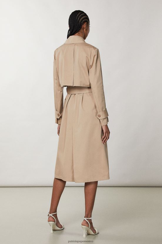 vestir mx Patrizia Pepe mujer gabardina de algodón beige de ensueño 66024R487