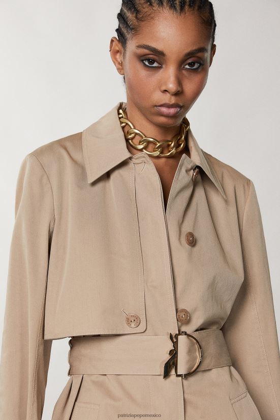 vestir mx Patrizia Pepe mujer gabardina de algodón beige de ensueño 66024R487