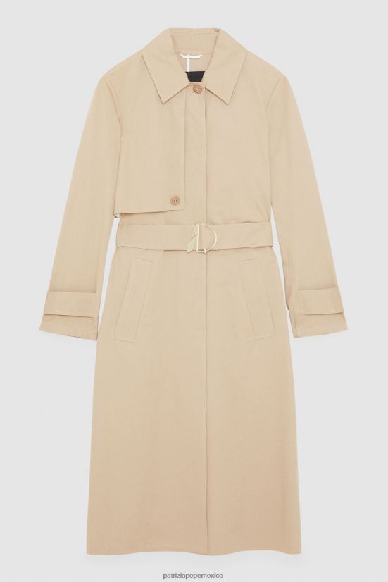 vestir mx Patrizia Pepe mujer gabardina de algodón beige de ensueño 66024R487