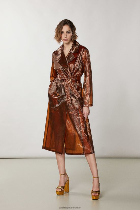 vestir mx Patrizia Pepe mujer gabardina oversize de organza toffe de verano oscuro 66024R244