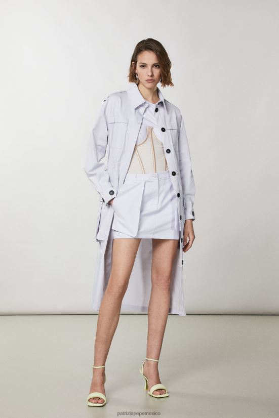 vestir mx Patrizia Pepe mujer impermeable de manga larga gris lila 66024R384