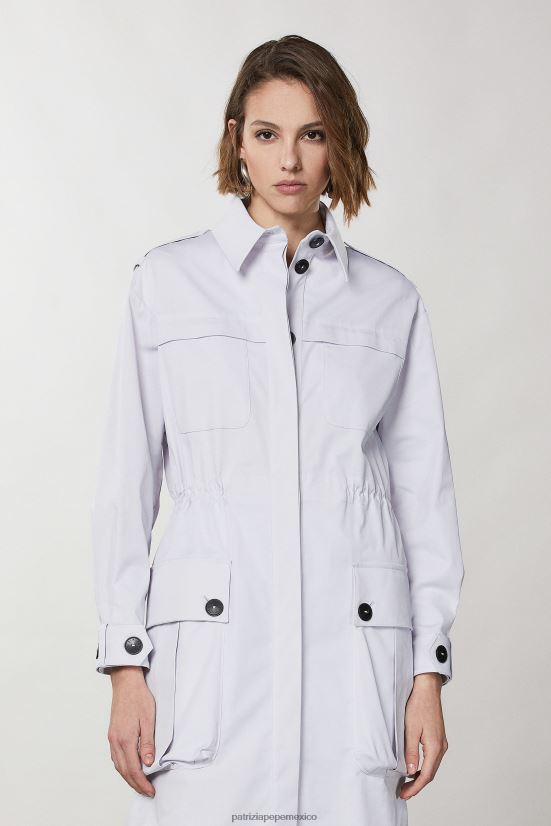 vestir mx Patrizia Pepe mujer impermeable de manga larga gris lila 66024R384