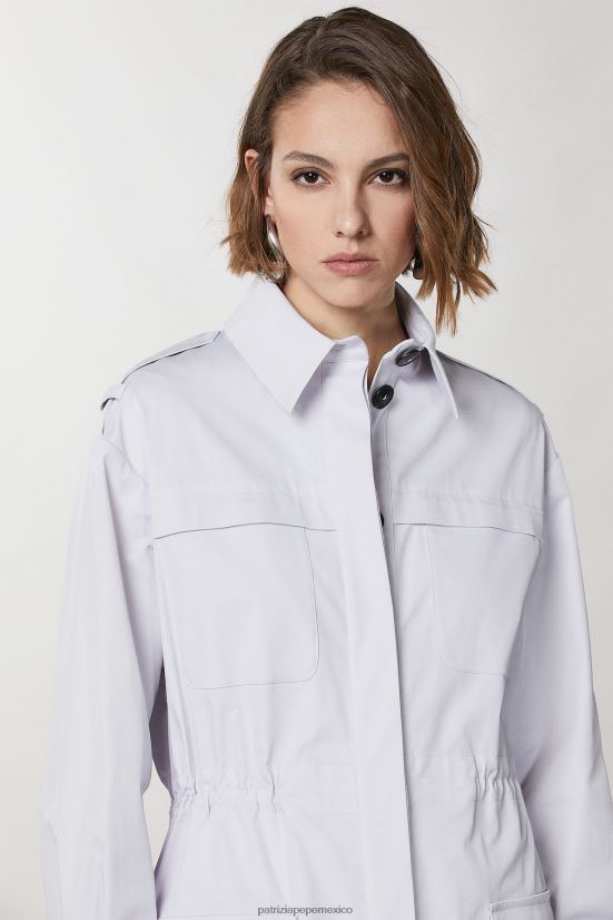 vestir mx Patrizia Pepe mujer impermeable de manga larga gris lila 66024R384