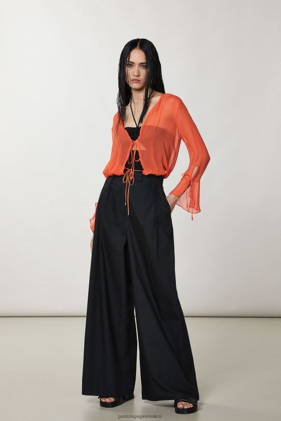 vestir mx Patrizia Pepe mujer blusa con volantes en las mangas coral intenso 66024R354