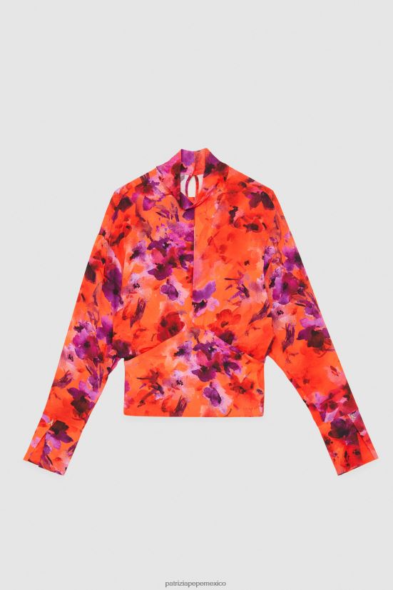 vestir mx Patrizia Pepe mujer blusa de crepé impresión por infrarrojos 66024R641