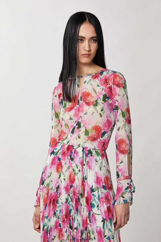 vestir mx Patrizia Pepe mujer blusa de manga larga con cuello redondo flor de ceremonia 66024R270