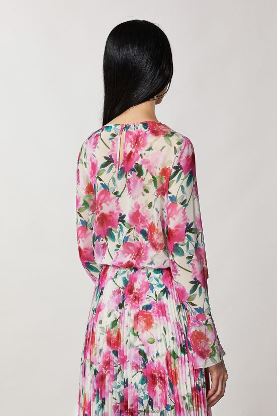 vestir mx Patrizia Pepe mujer blusa de manga larga con cuello redondo flor de ceremonia 66024R270