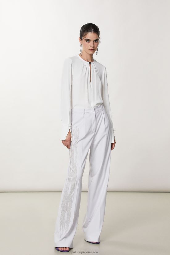 vestir mx Patrizia Pepe mujer blusa esencial de viscosa blanco 66024R622