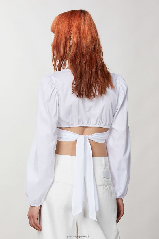 vestir mx Patrizia Pepe mujer camisa corta con mangas globo otico blanco 66024R372