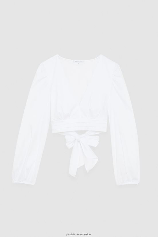 vestir mx Patrizia Pepe mujer camisa corta con mangas globo otico blanco 66024R372