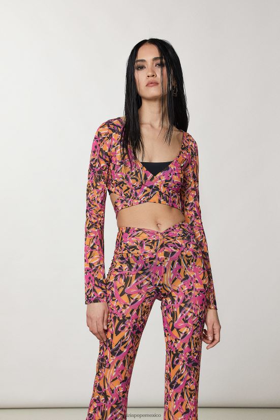 vestir mx Patrizia Pepe mujer top de playa estampado naranja jugosa abstracta 66024R241