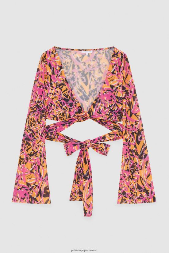 vestir mx Patrizia Pepe mujer top de playa estampado naranja jugosa abstracta 66024R241