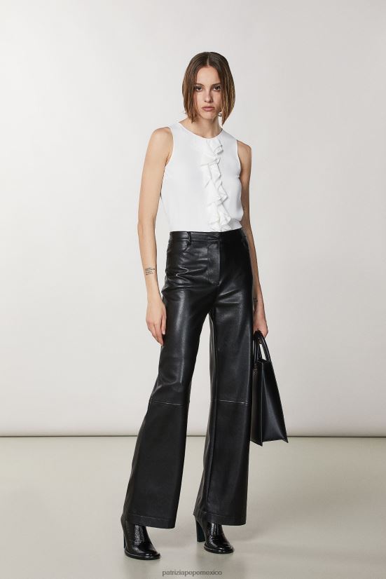 vestir mx Patrizia Pepe mujer top de viscosa con volantes blanco 66024R102