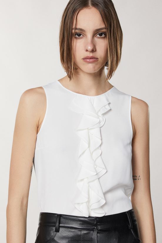 vestir mx Patrizia Pepe mujer top de viscosa con volantes blanco 66024R102