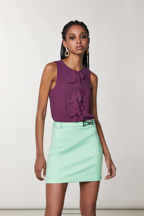 vestir mx Patrizia Pepe mujer top de viscosa con volantes morado futurista 66024R34