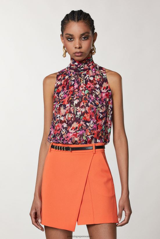 vestir mx Patrizia Pepe mujer top de viscosa estampado flor roja marciana 66024R58