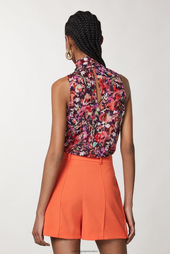 vestir mx Patrizia Pepe mujer top de viscosa estampado flor roja marciana 66024R58