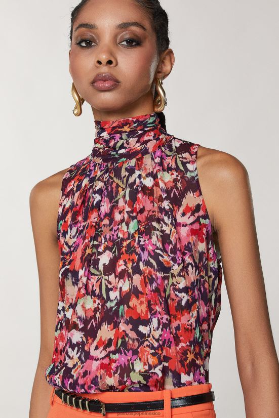 vestir mx Patrizia Pepe mujer top de viscosa estampado flor roja marciana 66024R58