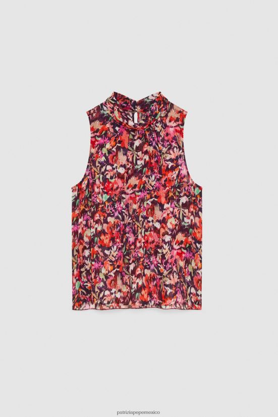 vestir mx Patrizia Pepe mujer top de viscosa estampado flor roja marciana 66024R58